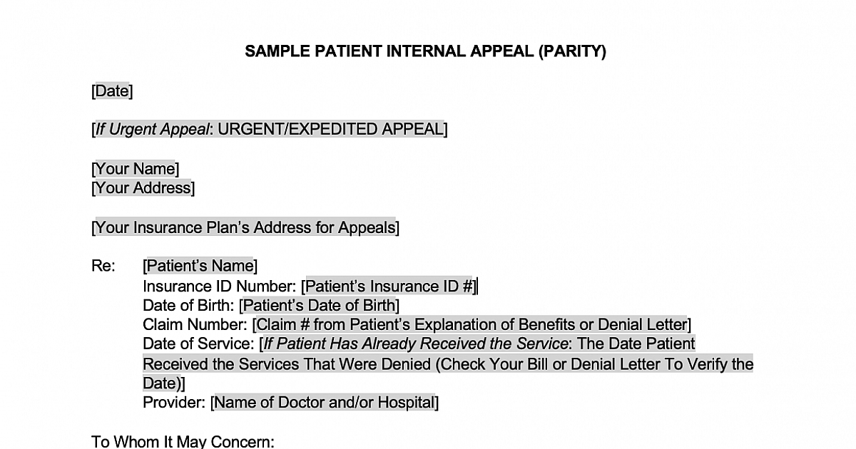 Legal Action Center Sample Forms For Challenging Denied Mental sample-letters-of-appeal-medical-billing-guitafora-pertaining-to
