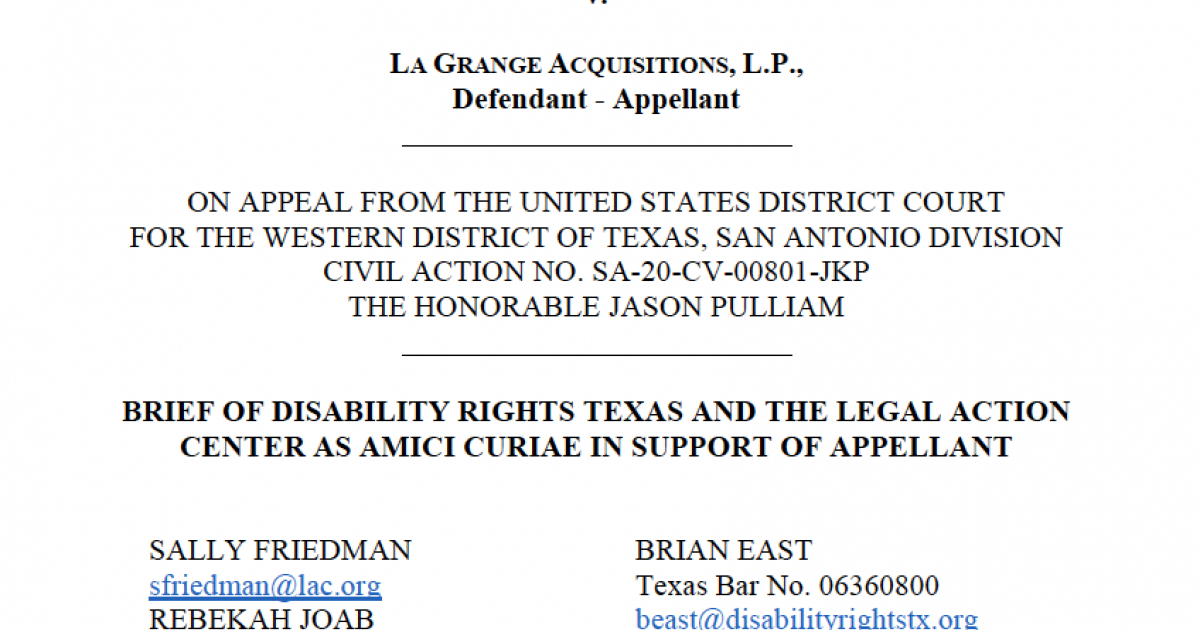 Legal Action Center Clint Mueck v. LaGrange Acquisitions, L.P.