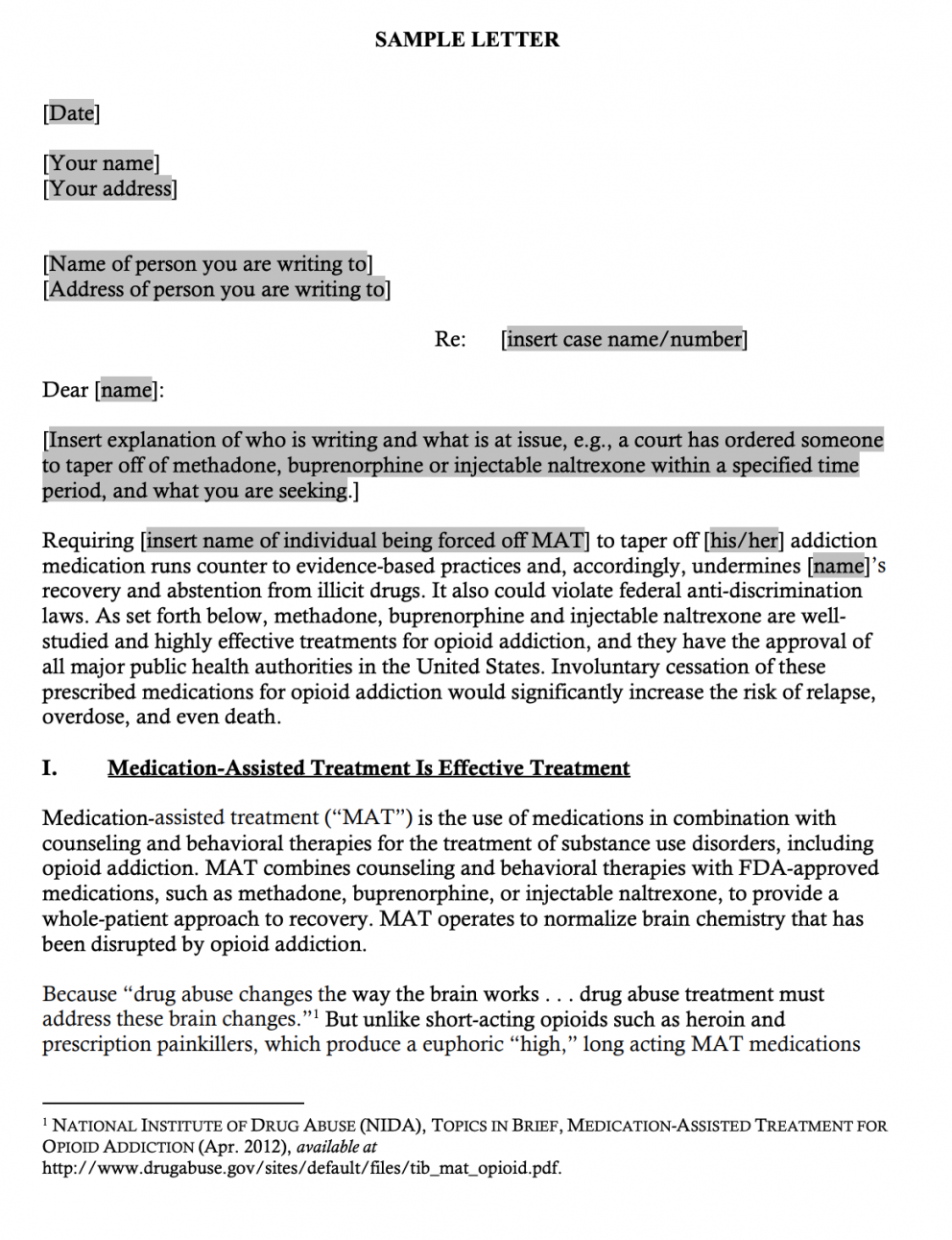 Legal Action Center  Sample Letters to Court or Probation Advocating